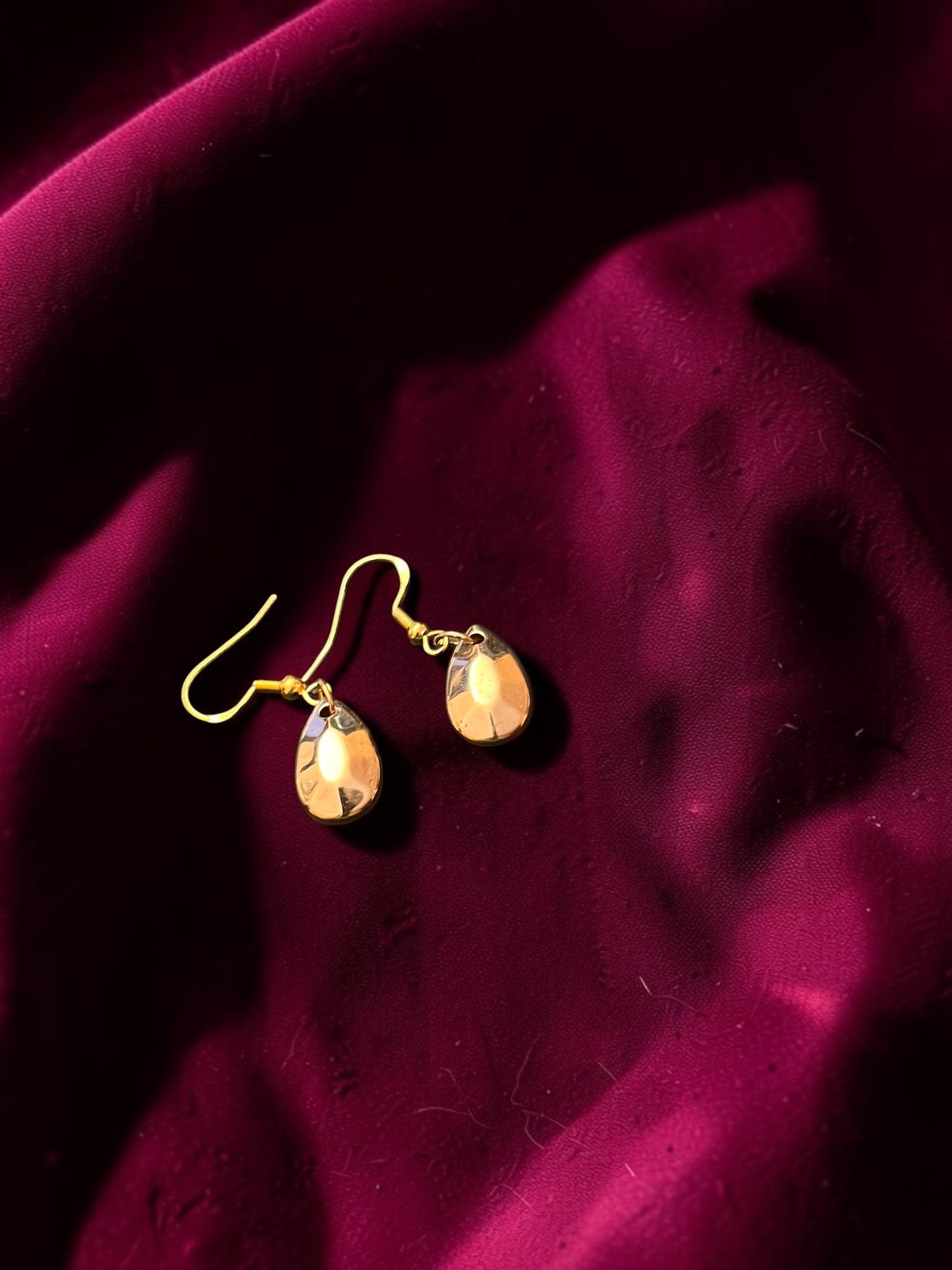 Hammered Gold Teardrop Earrings | Petite Gold Dangle Earrings | Minimalist Everyday Jewelry | Lightweight Drop Earrings | Gift for Her