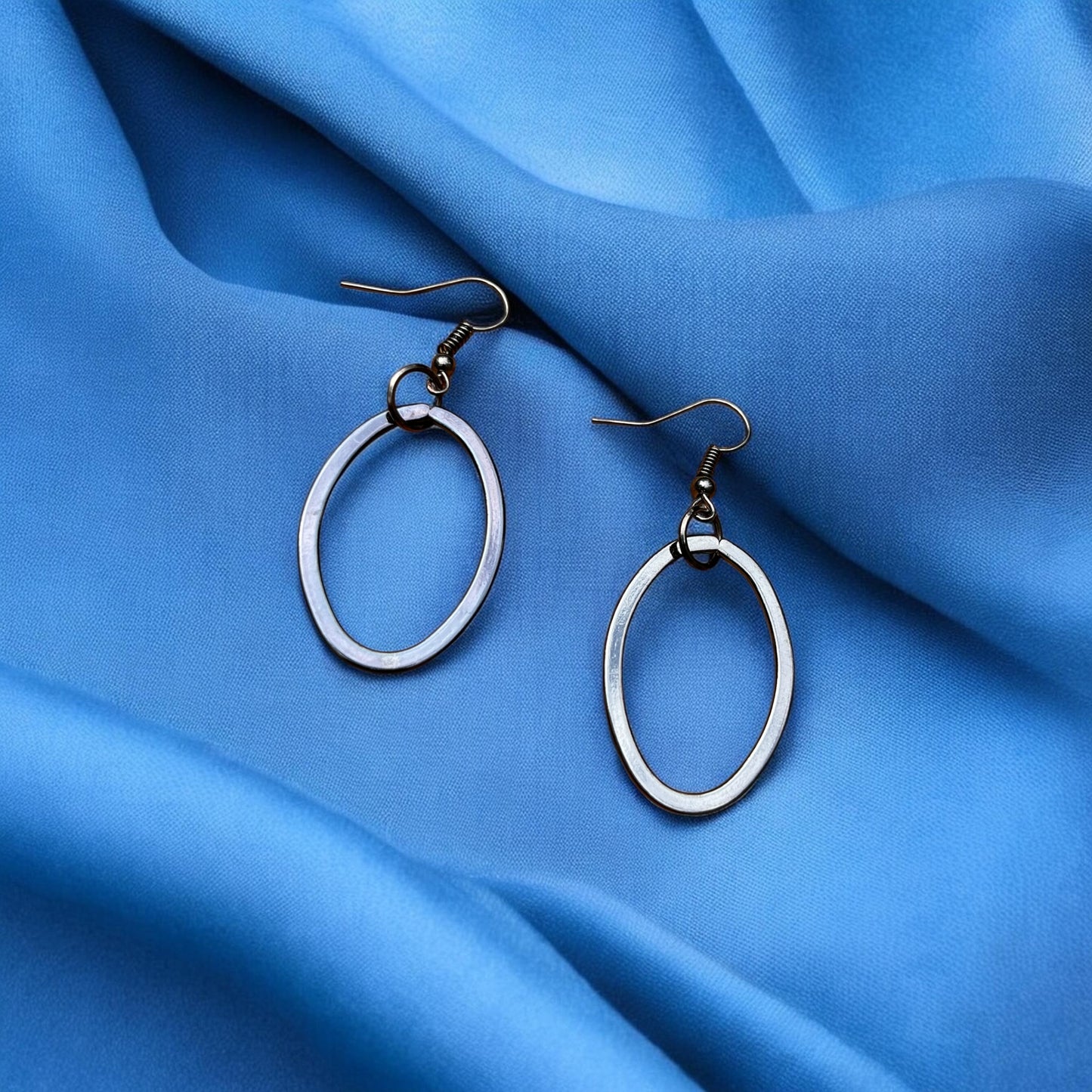 Silver Open Oval Drop Earrings | Modern Minimalist Dangle Earrings