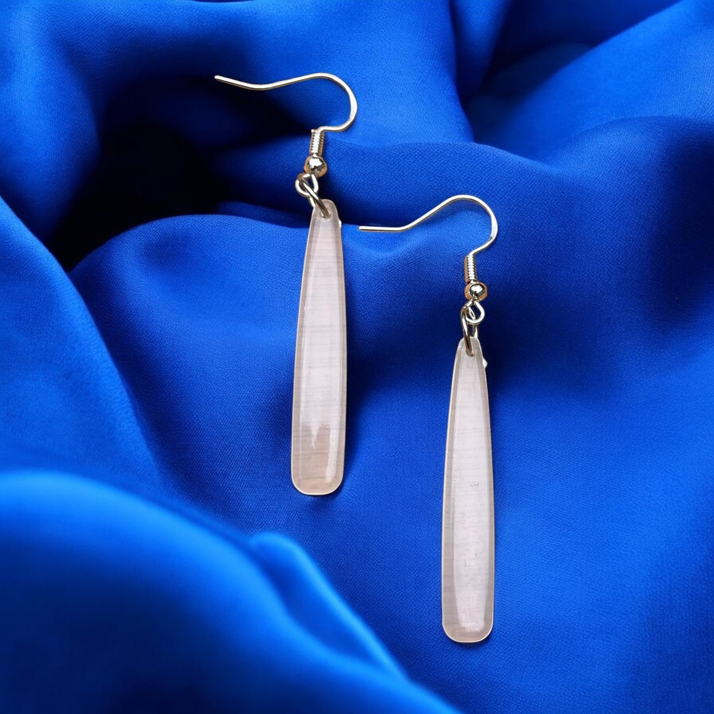 Translucent White Long Drop Earrings | Minimalist Dangle Earrings