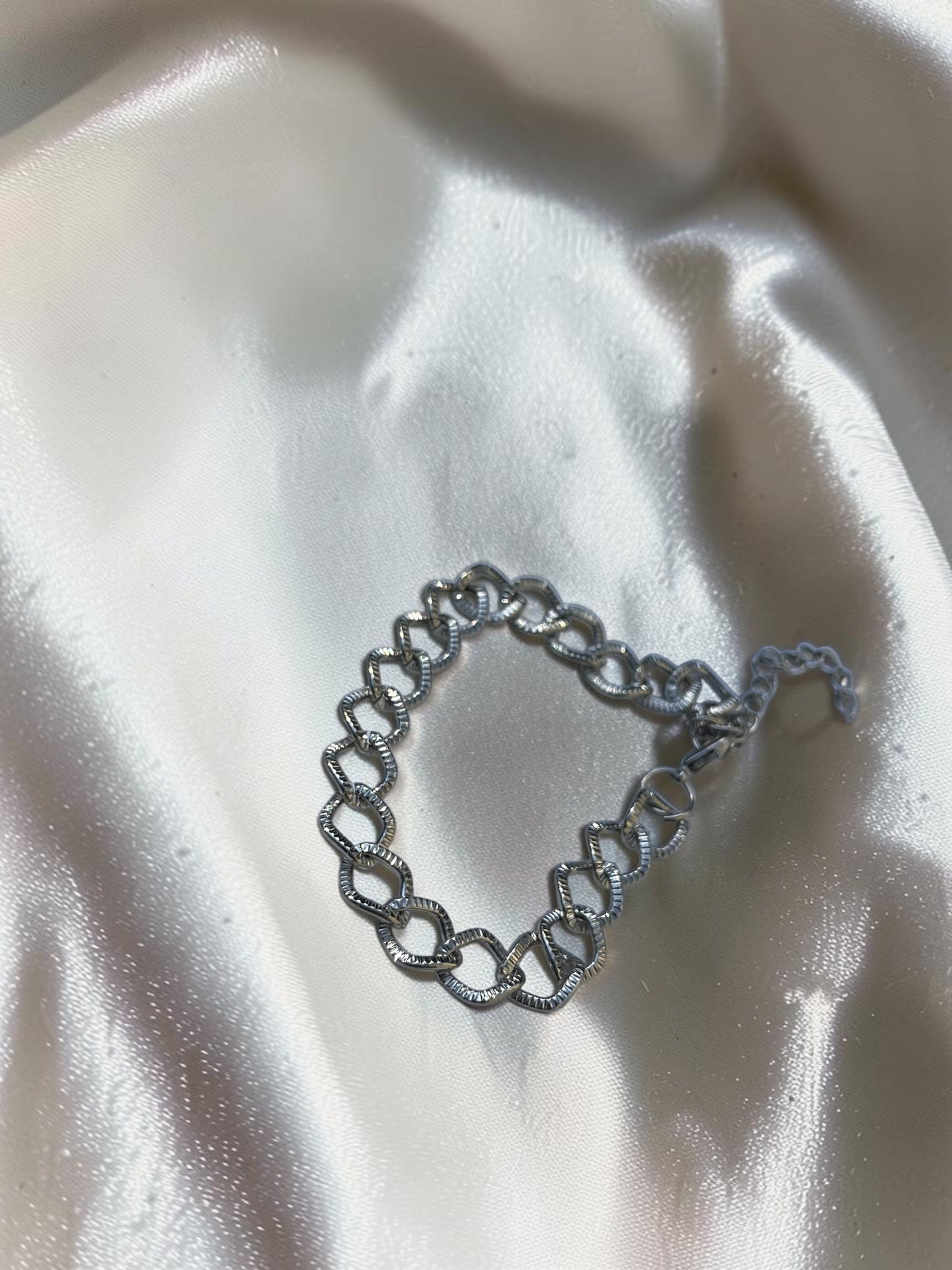 Textured Silver Link Bracelet