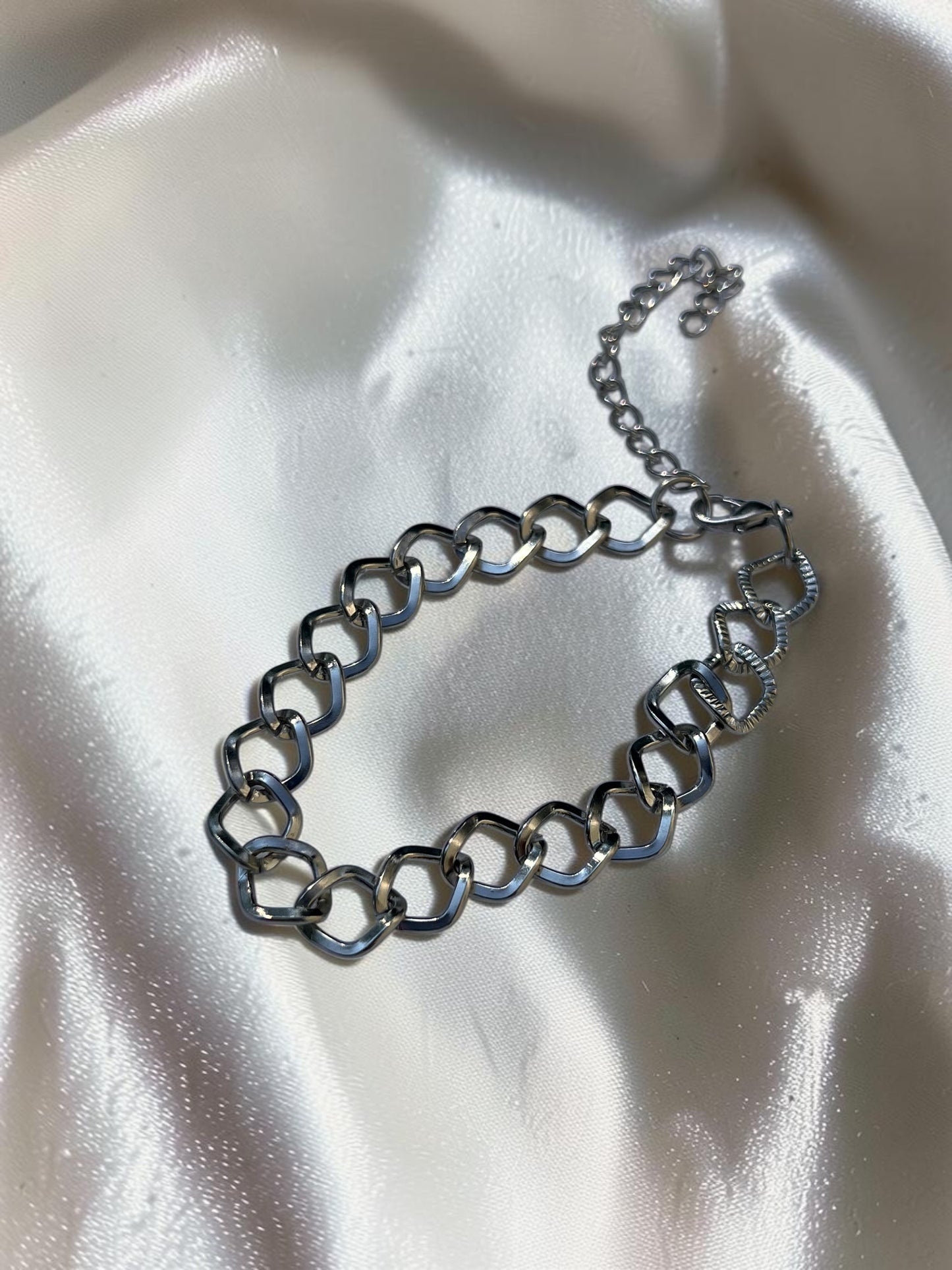 Textured Silver Link Bracelet