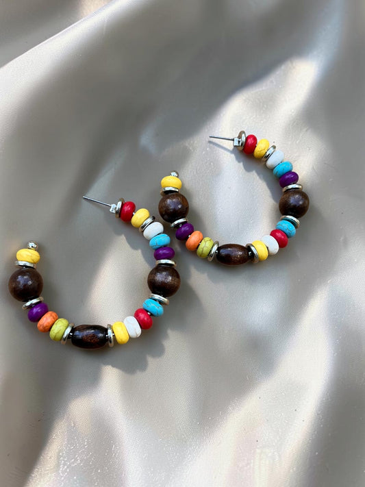 Multicolor Beaded Hoop Earrings