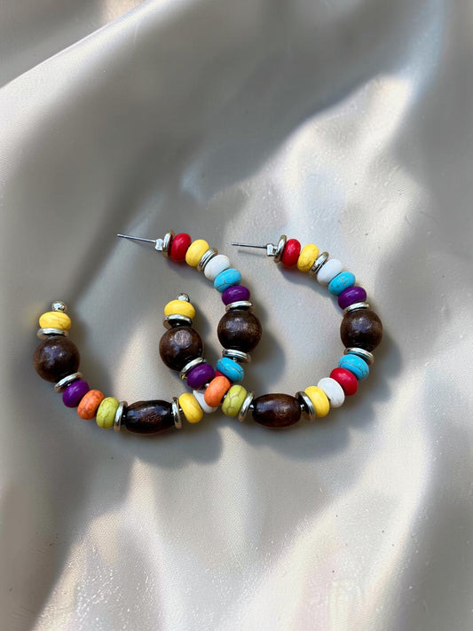 Multicolor Beaded Hoop Earrings