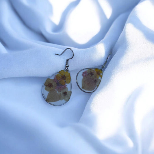 Pressed Flower Teardrop Earrings