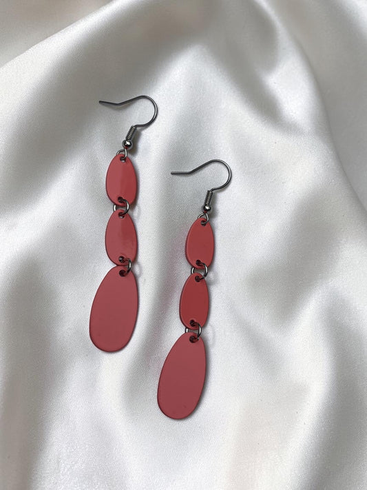 Salmon Coral Triple Drop Earrings