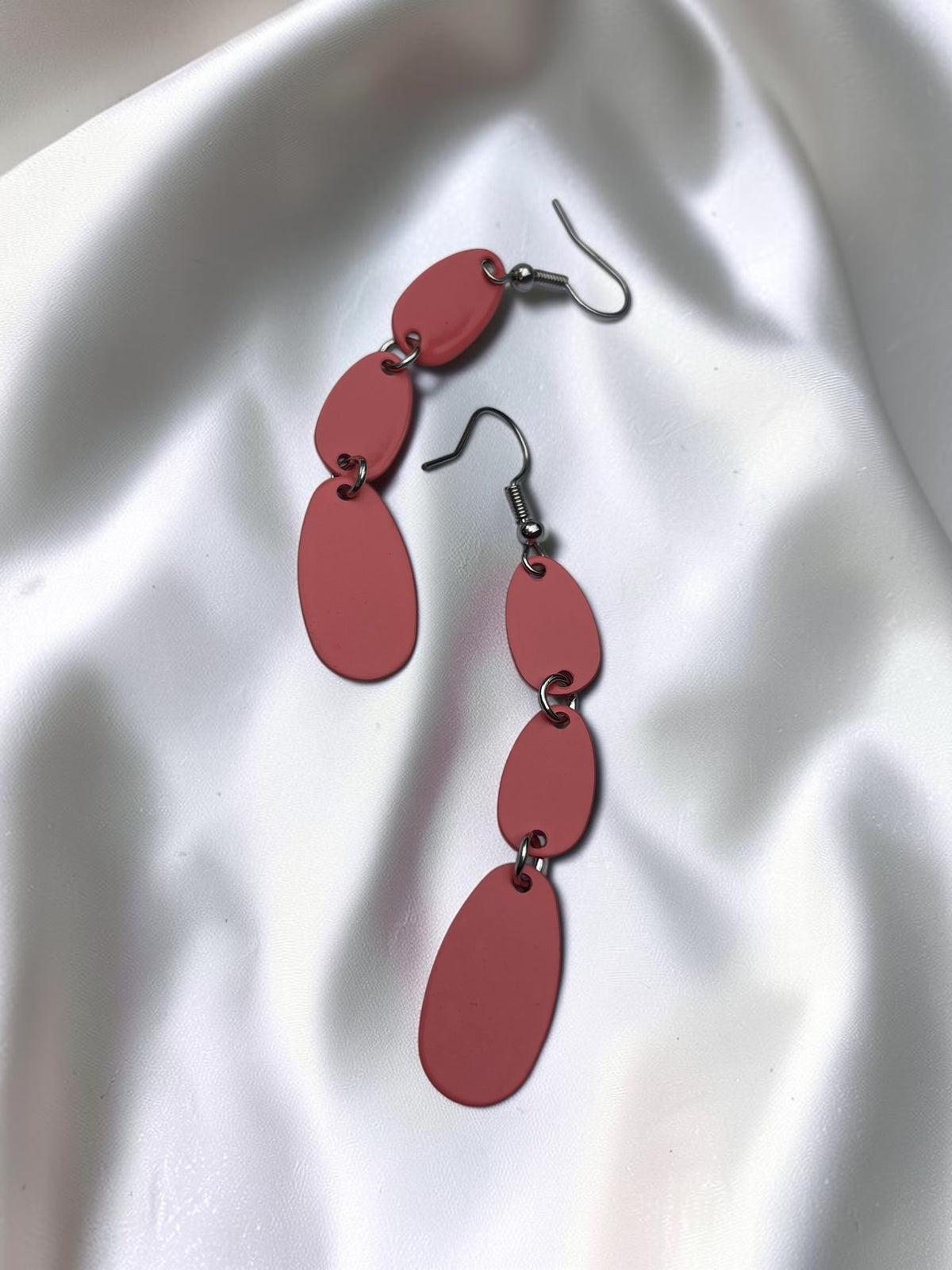 Salmon Coral Triple Drop Earrings
