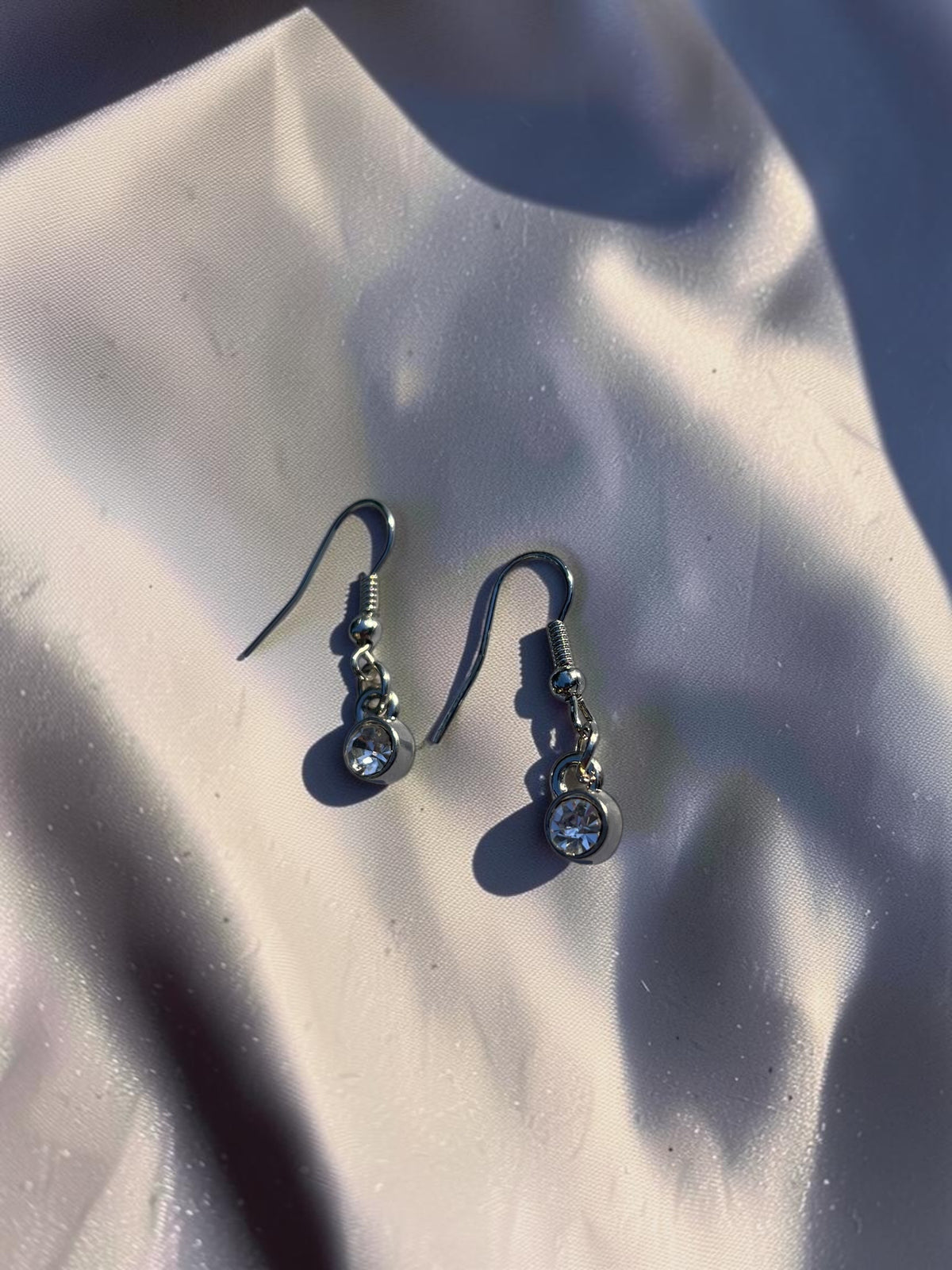 Dainty Crystal Drop Earrings | Petite Silver Sparkle Earrings