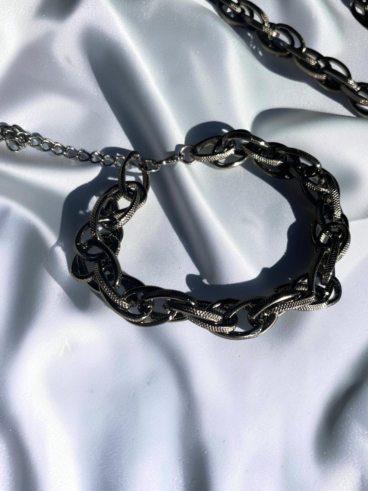 Textured Chain Bracelet | Silver or Gunmetal Statement Bracelet
