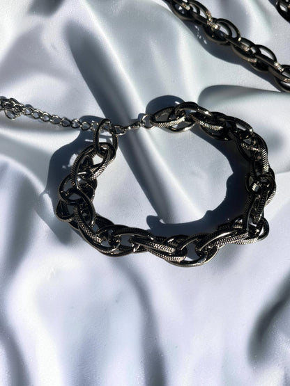 Textured Chain Bracelet | Silver or Gunmetal Statement Bracelet