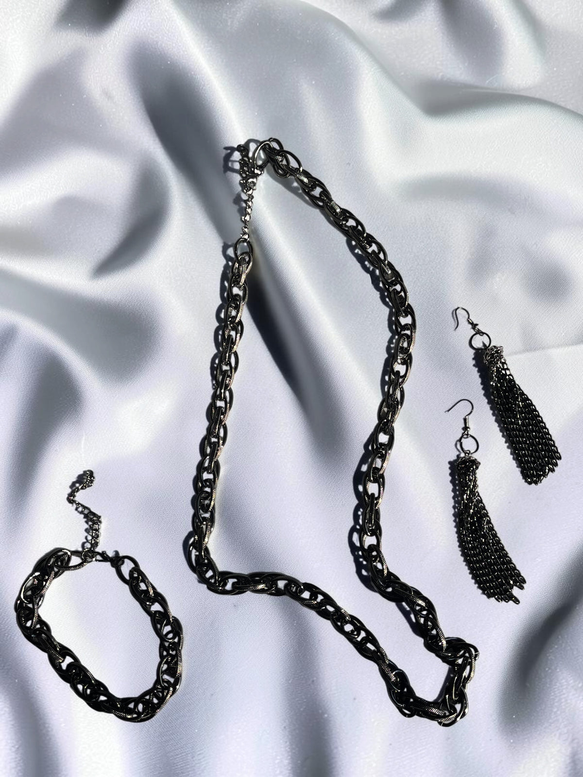 Textured Chain Bracelet | Silver or Gunmetal Statement Bracelet