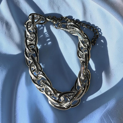 Textured Chain Bracelet | Silver or Gunmetal Statement Bracelet