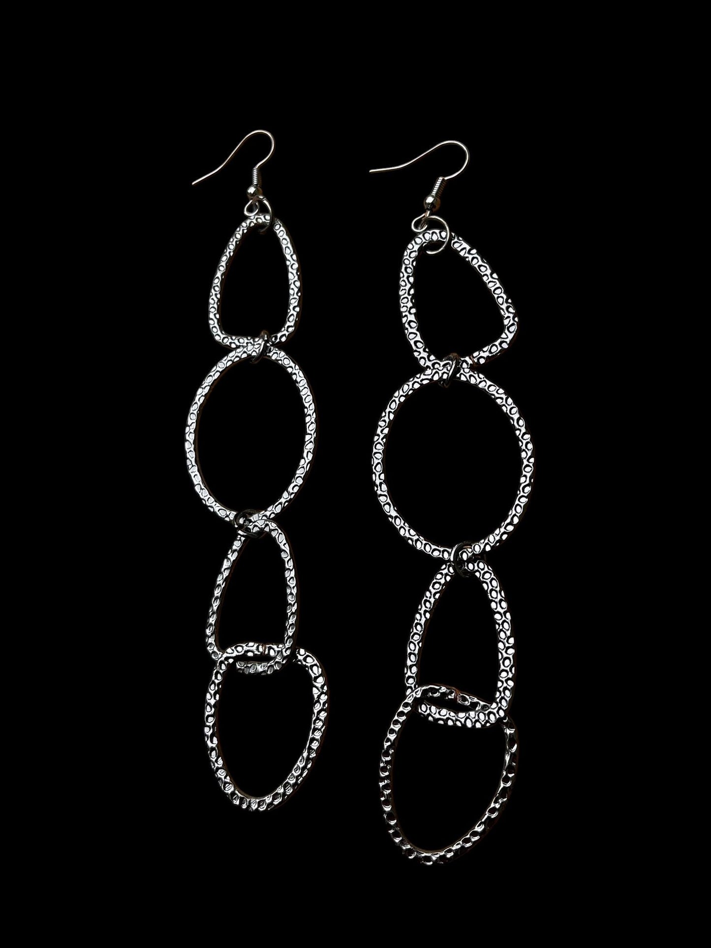 Runway Statement Earrings | Oversized Geometric Drop Earrings | Contemporary Silver Dangles | Dramatic 5 Inch Earrings |Artistic Boutique