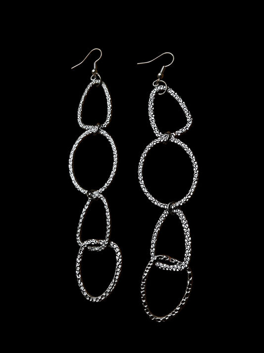 Runway Statement Earrings | Oversized Geometric Drop Earrings | Contemporary Silver Dangles | Dramatic 5 Inch Earrings |Artistic Boutique