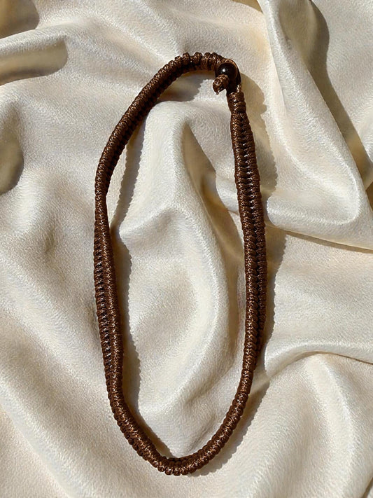 Brown Braided Cord Necklace | Adjustable Boho Choker Necklace | Unisex Woven Rope Jewelry | Earthy Minimalist Necklace