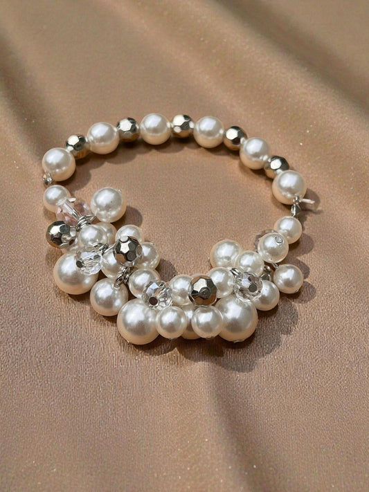 Crystal Pearl Bracelet | Elegant Bridal Wedding Jewelry, Classic Beaded Style