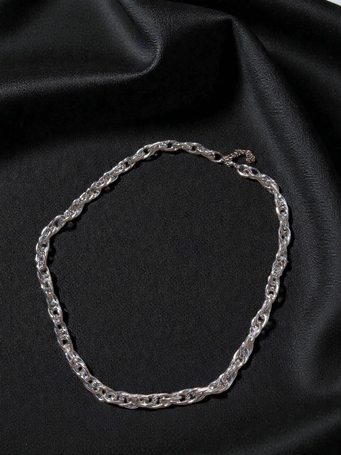 Silver Statement Chain Necklace | Chunky Textured Link Necklace | Modern Minimalist Jewelry | Bold Silver Chain | Everyday Luxe Necklace