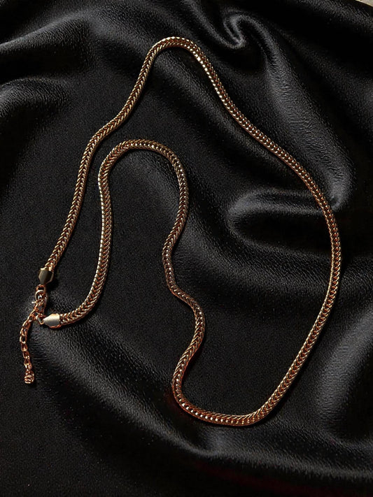 Gold Herringbone Chain Necklace for Men, Thick Gold Flat Chain, Statement Gold Plated Necklace, Luxury Mens Chain Gift for Him