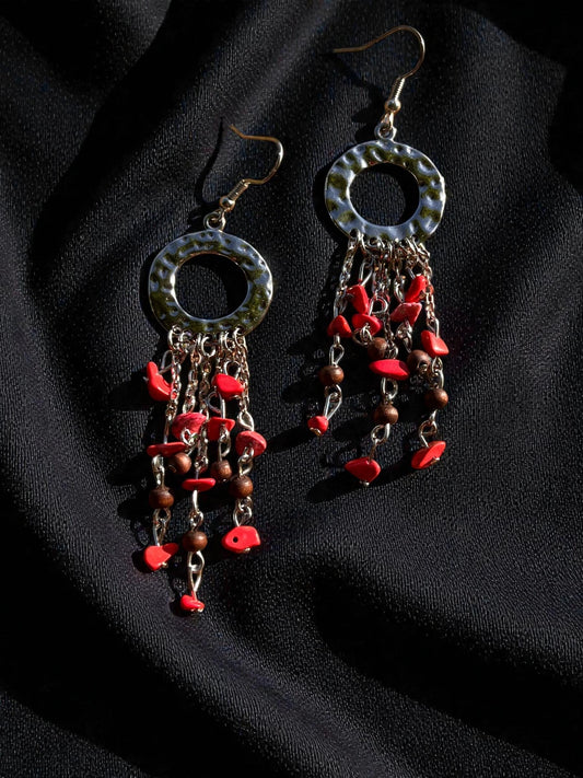 Boho Fringe Earrings | Hammered Silver Hoop Dangles | Long Southwestern Statement Earrings | Lightweight Festival Jewelry