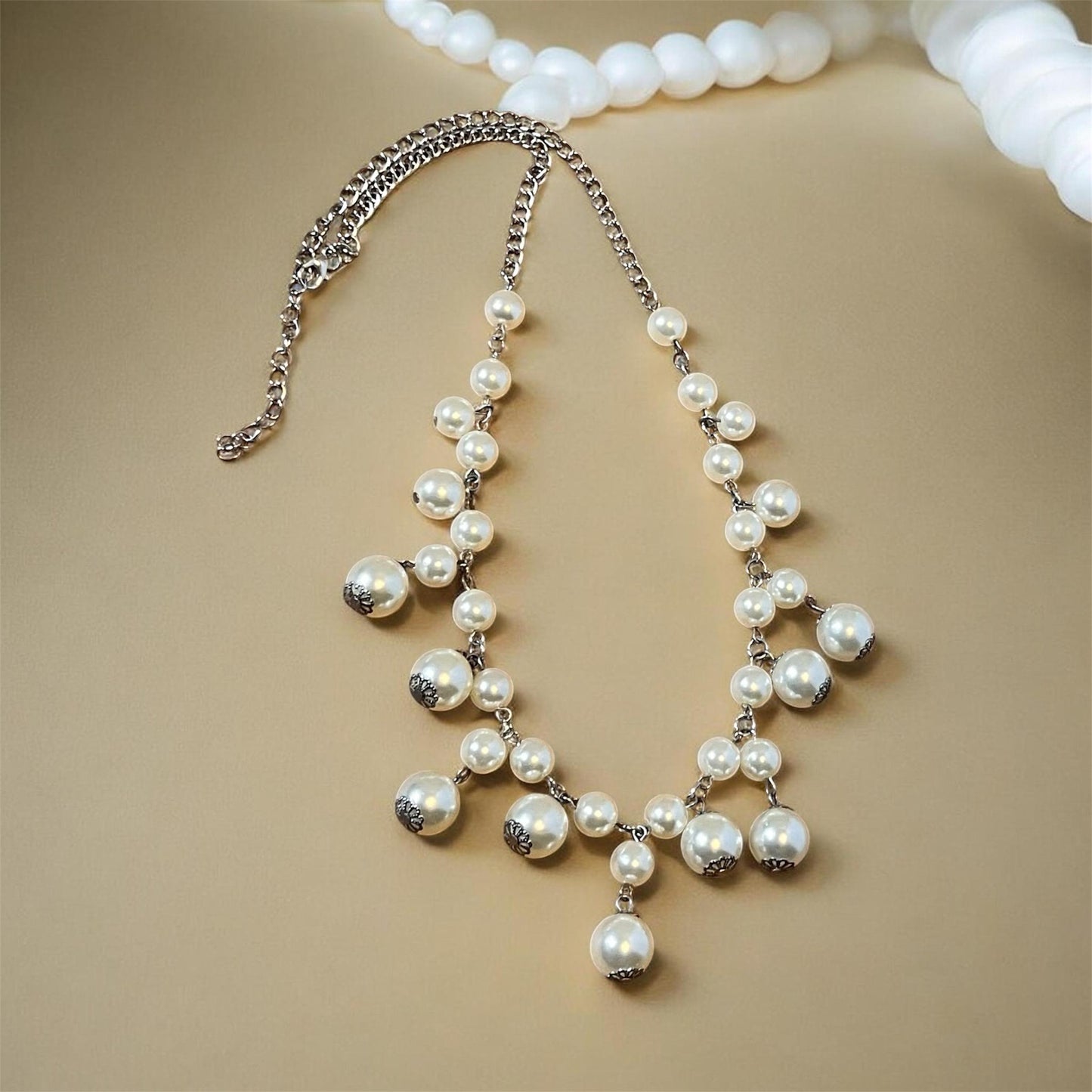 Crystal Pearl Statement Necklace | Bridal Wedding Jewelry, Classic Beaded Elegance