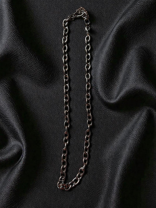 Gunmetal Link Chain Necklace | Chunky Minimalist Chain Necklace | Modern Layering Jewelry | Unisex Statement Necklace | Everyday