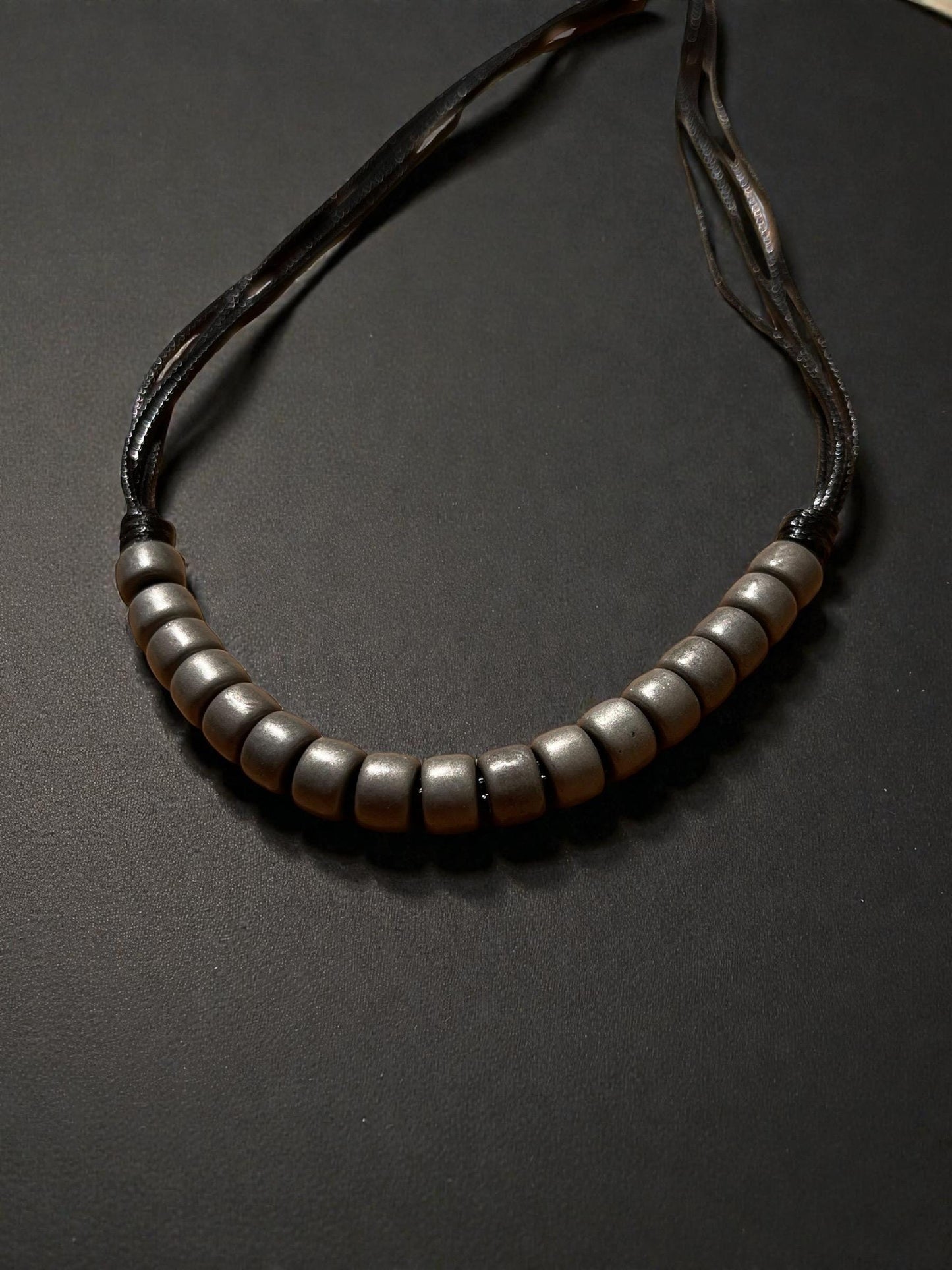Men’s Black Multi Cord Necklace | Boho Beaded Necklace for Men | Minimalist Surfer Necklace | Rustic Leather Cord Jewelry