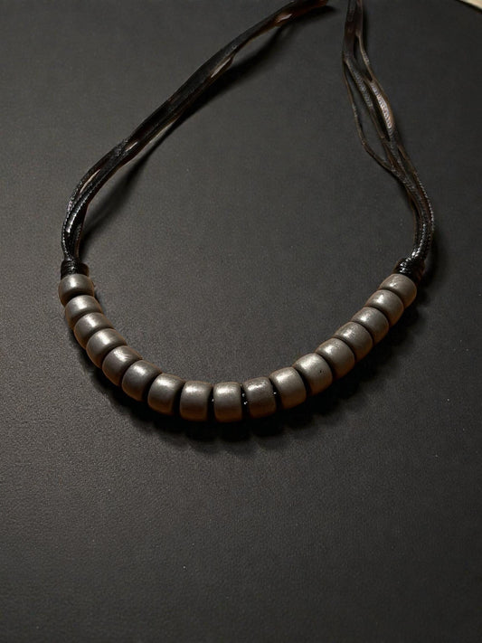 Men’s Black Multi Cord Necklace | Boho Beaded Necklace for Men | Minimalist Surfer Necklace | Rustic Leather Cord Jewelry