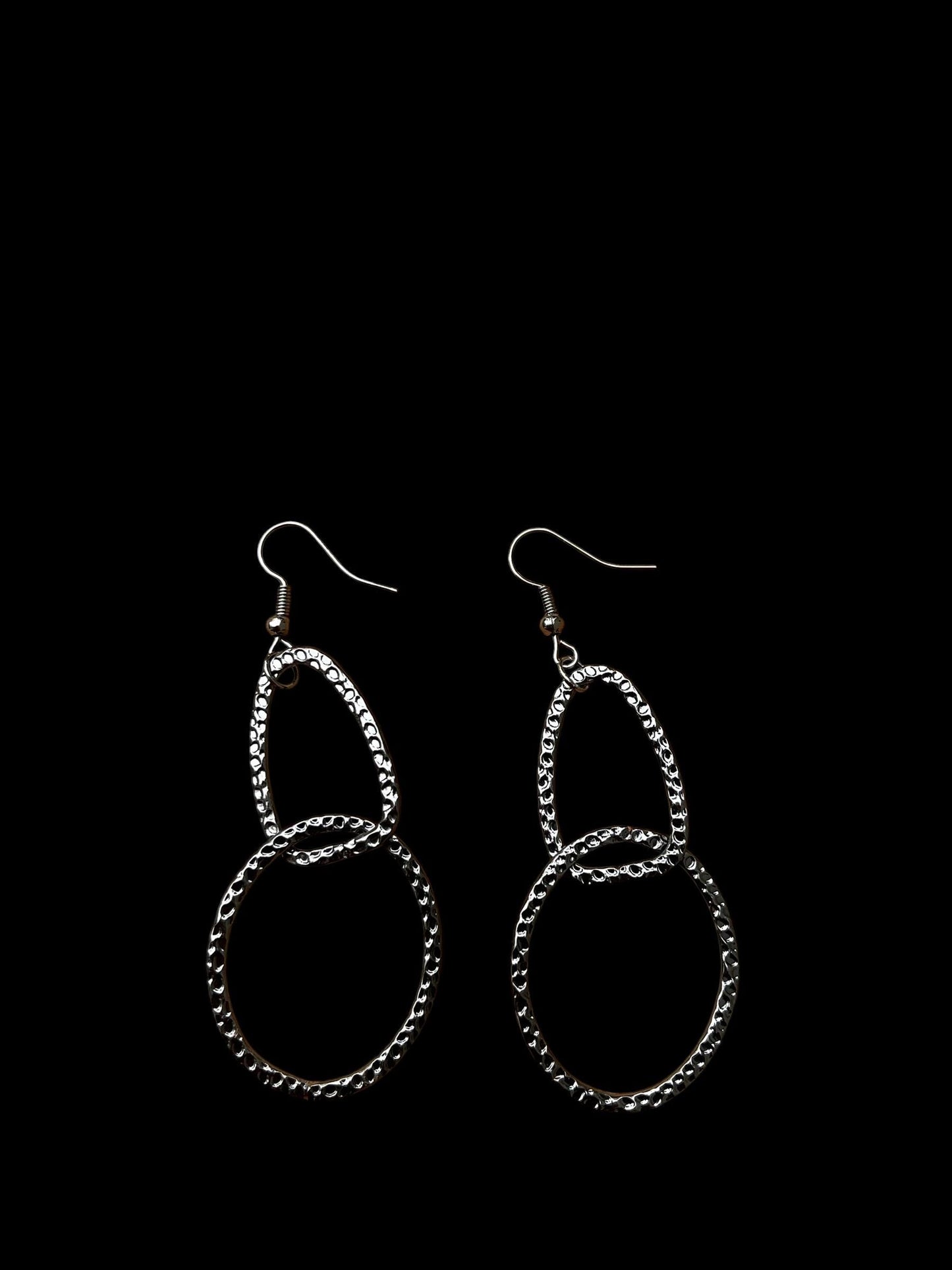 Modern Geometric Hoop Earrings | Silver Statement Dangles | Textured Mixed Shape Earrings | Lightweight Boutique Jewelry