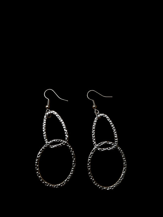 Modern Geometric Hoop Earrings | Silver Statement Dangles | Textured Mixed Shape Earrings | Lightweight Boutique Jewelry