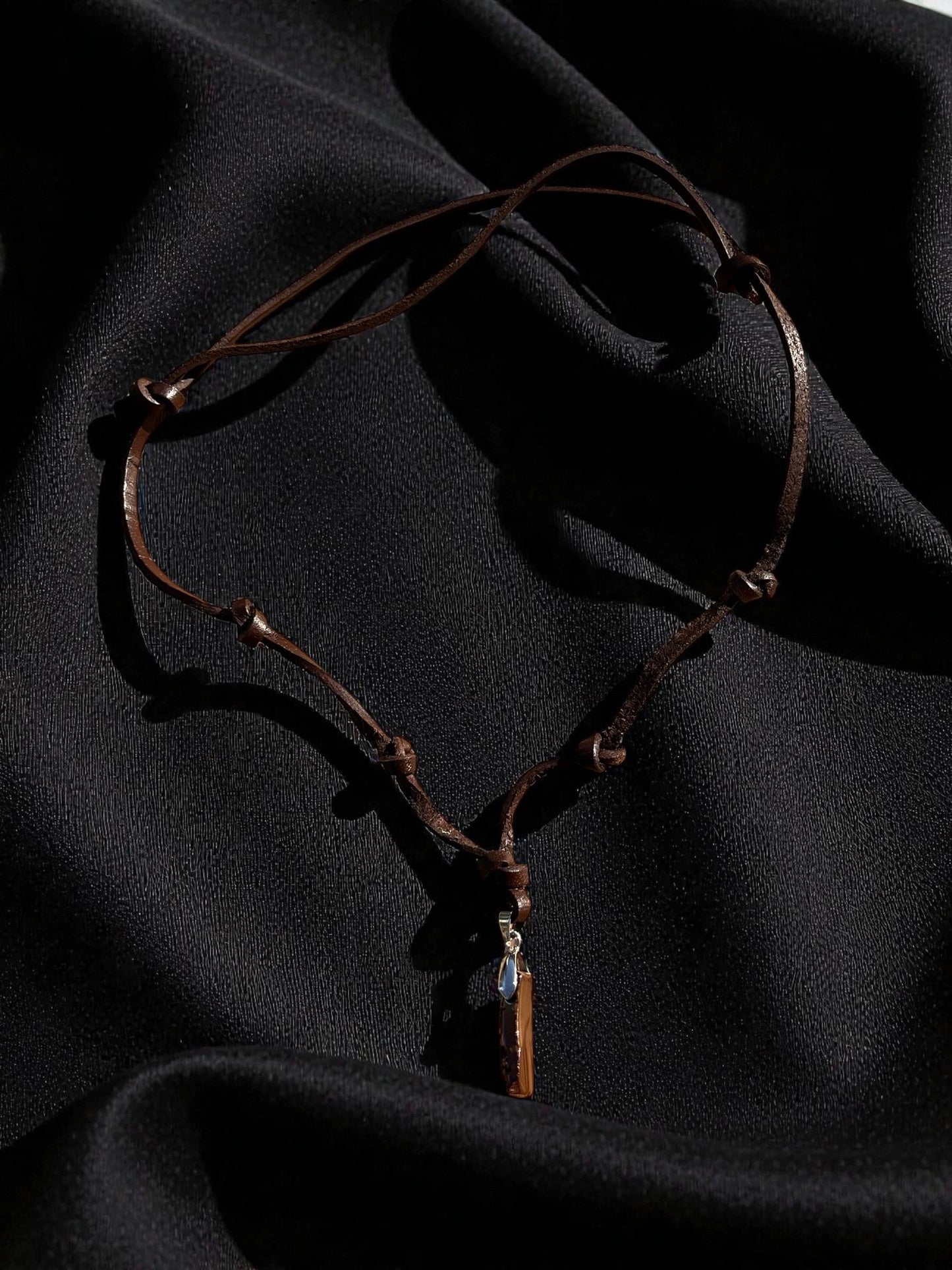 Men’s Leather Pendant Necklace | Boho Leather Cord Necklace | Minimalist Men’s Jewelry | Surfer Style Necklace