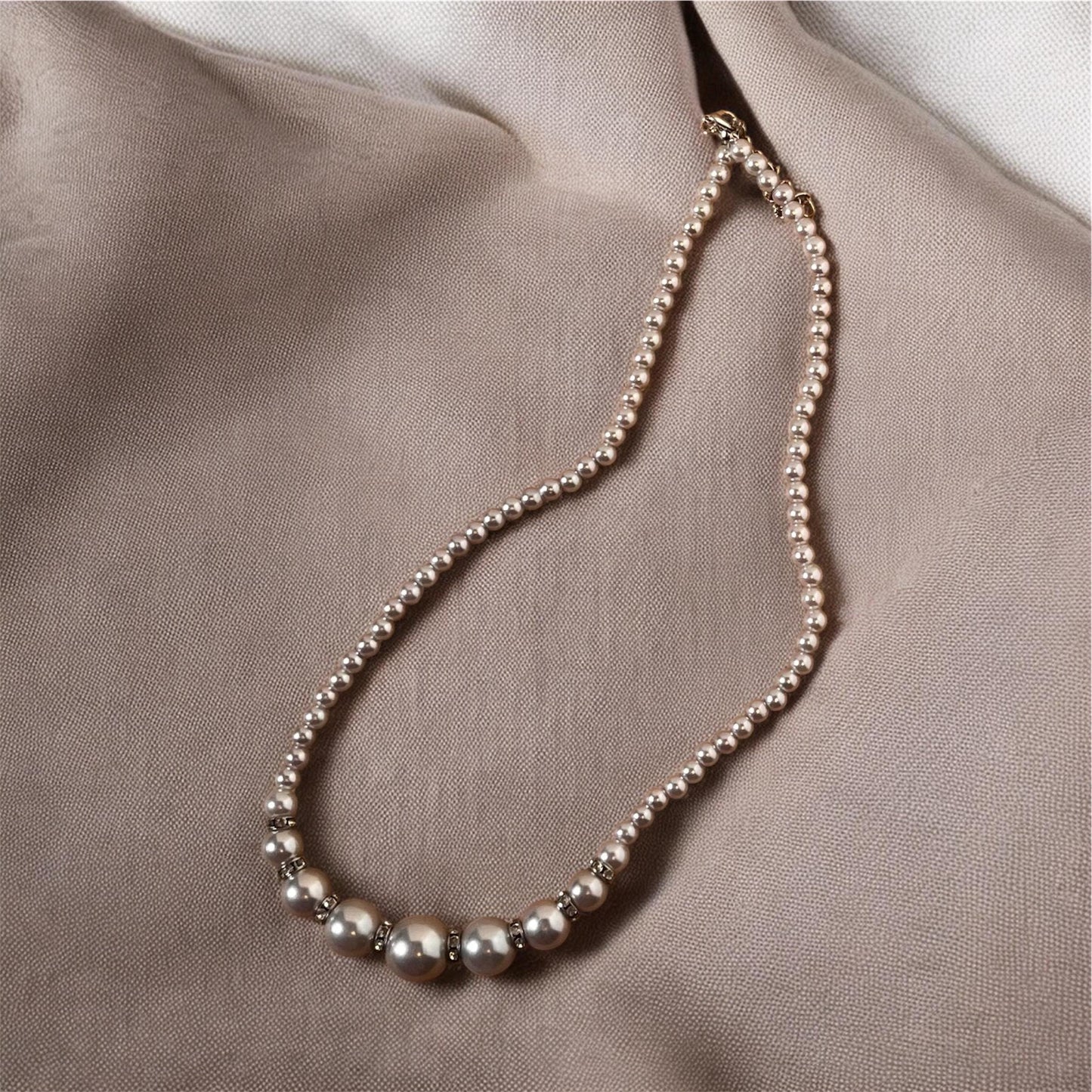 Pearl Statement Necklace for Women | Elegant Ivory Pearl Rhinestone Necklace | Bridal Jewelry | Feminine Luxury Necklace Gift
