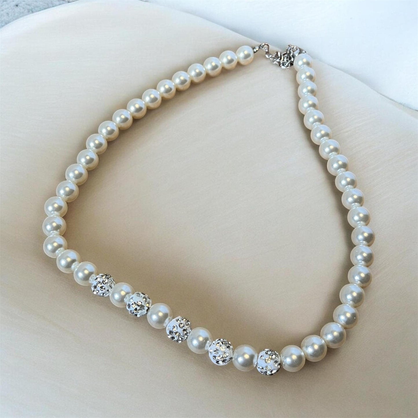 Crystal Pearl Necklace | Elegant Bridal Wedding Jewelry, Classic Beaded Style