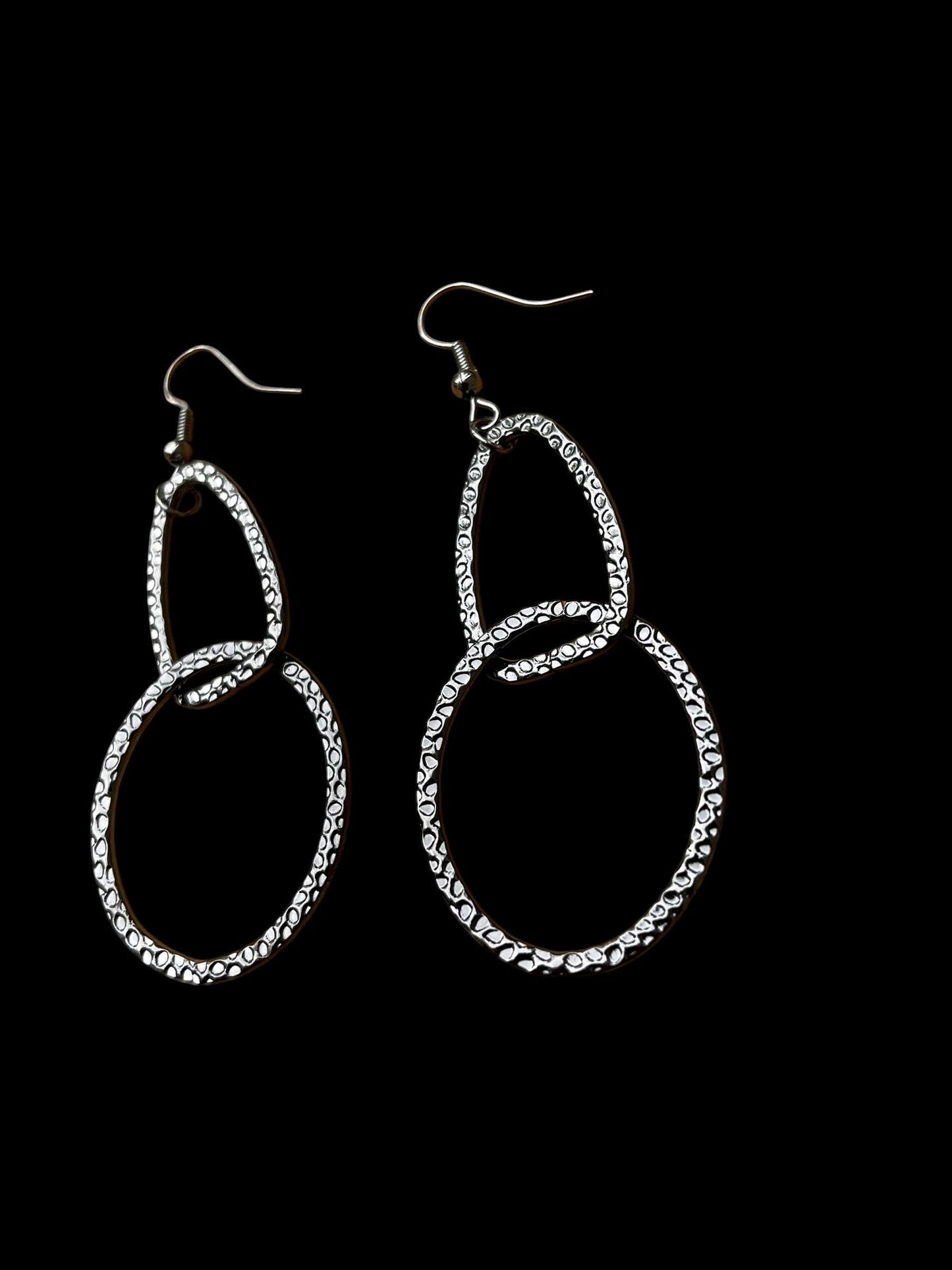 Modern Geometric Hoop Earrings | Silver Statement Dangles | Textured Mixed Shape Earrings | Lightweight Boutique Jewelry