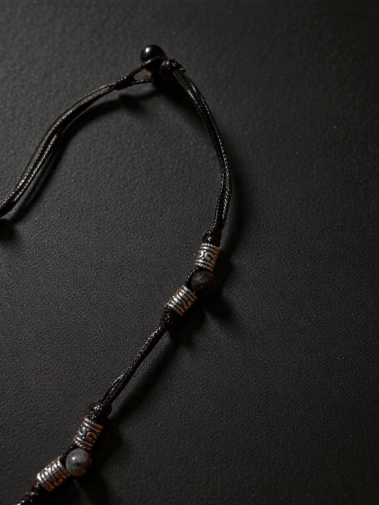 Men’s Lava Stone Necklace | Black Cord Beaded Necklace | Essential Oil Diffuser Necklace | Boho Men’s Jewelry | Minimalist Necklace