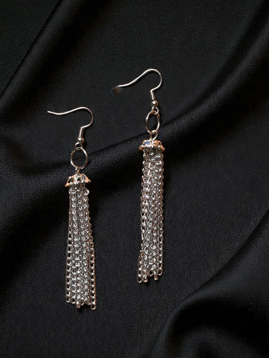 Silver Chain Drop Earrings | Edgy Layered Chain Earrings | Silver Dangle Earrings | Alternative Jewelry | Statement Earrings