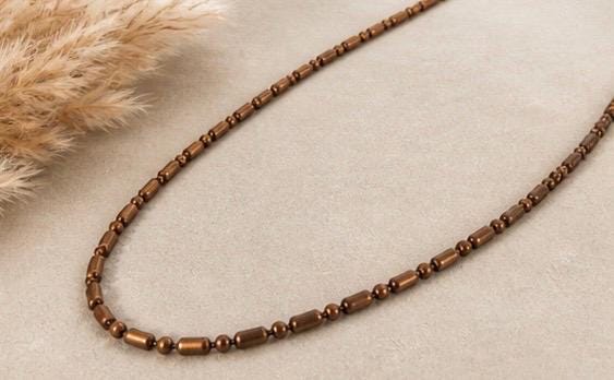 Minimalist Copper Beaded Necklace – Chain, Unisex Everyday Jewelry