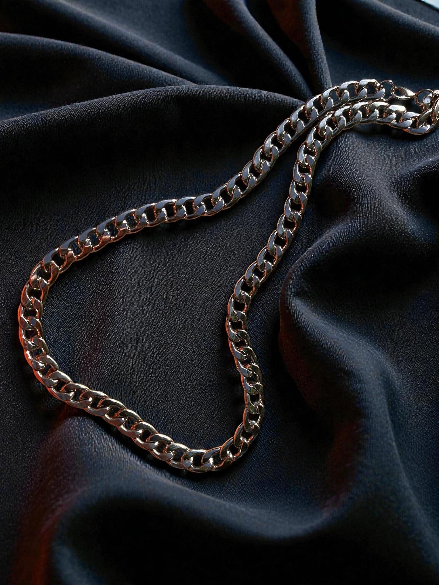 Silver Large Curb Chain Necklace | Chunky Silver Link Necklace | Unisex Statement Chain | Layering Necklace | Modern Cuban Style Jewelry