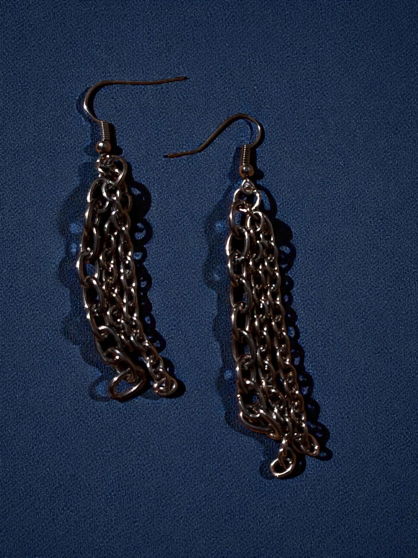 Gunmetal Chain Drop Earrings | Edgy Layered Chain Earrings | Dark Silver Dangle Earrings | Alternative Jewelry | Statement Earrings