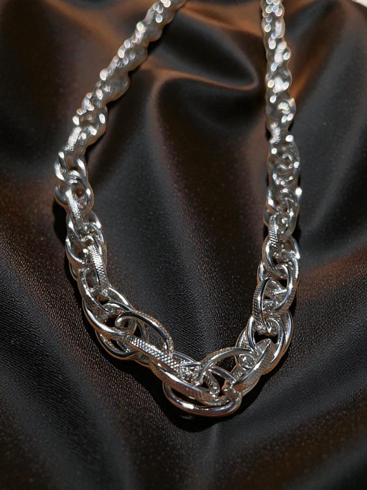 Silver Statement Chain Necklace | Chunky Textured Link Necklace | Modern Minimalist Jewelry | Bold Silver Chain | Everyday Luxe Necklace