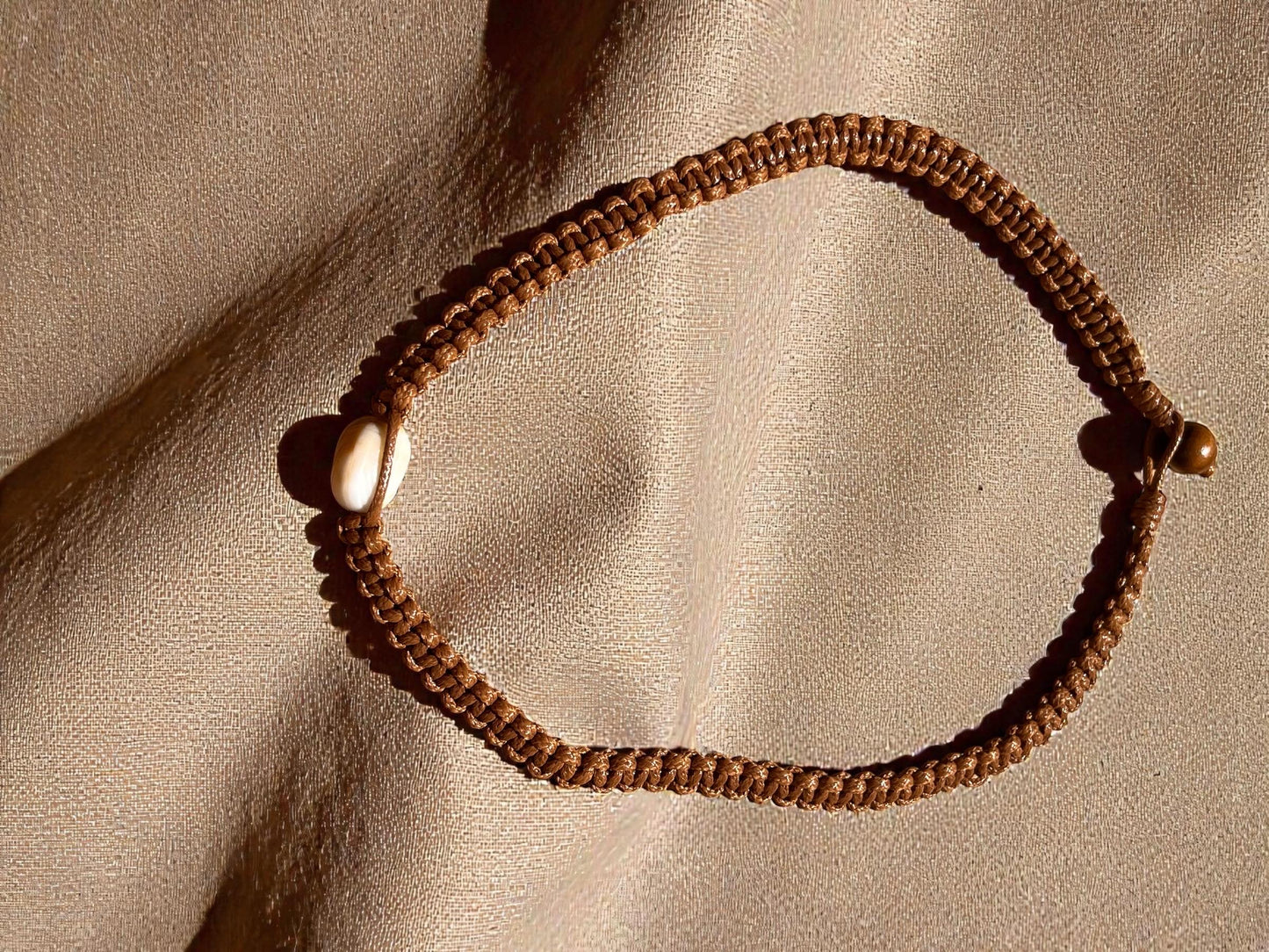 Macrame Cord Necklace | Boho Minimalist Necklace | Surfer Style Jewelry | Adjustable Cord Necklace | Natural Bead Necklace