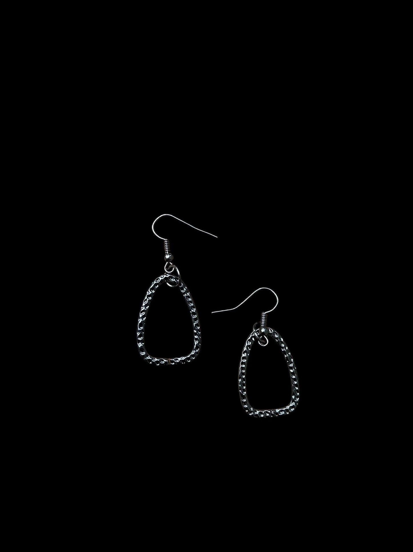 Minimalist Gunmetal Dangle Earrings | Small Geometric Hoop Earrings | Lightweight Everyday Earrings | Modern Silver Jewelry