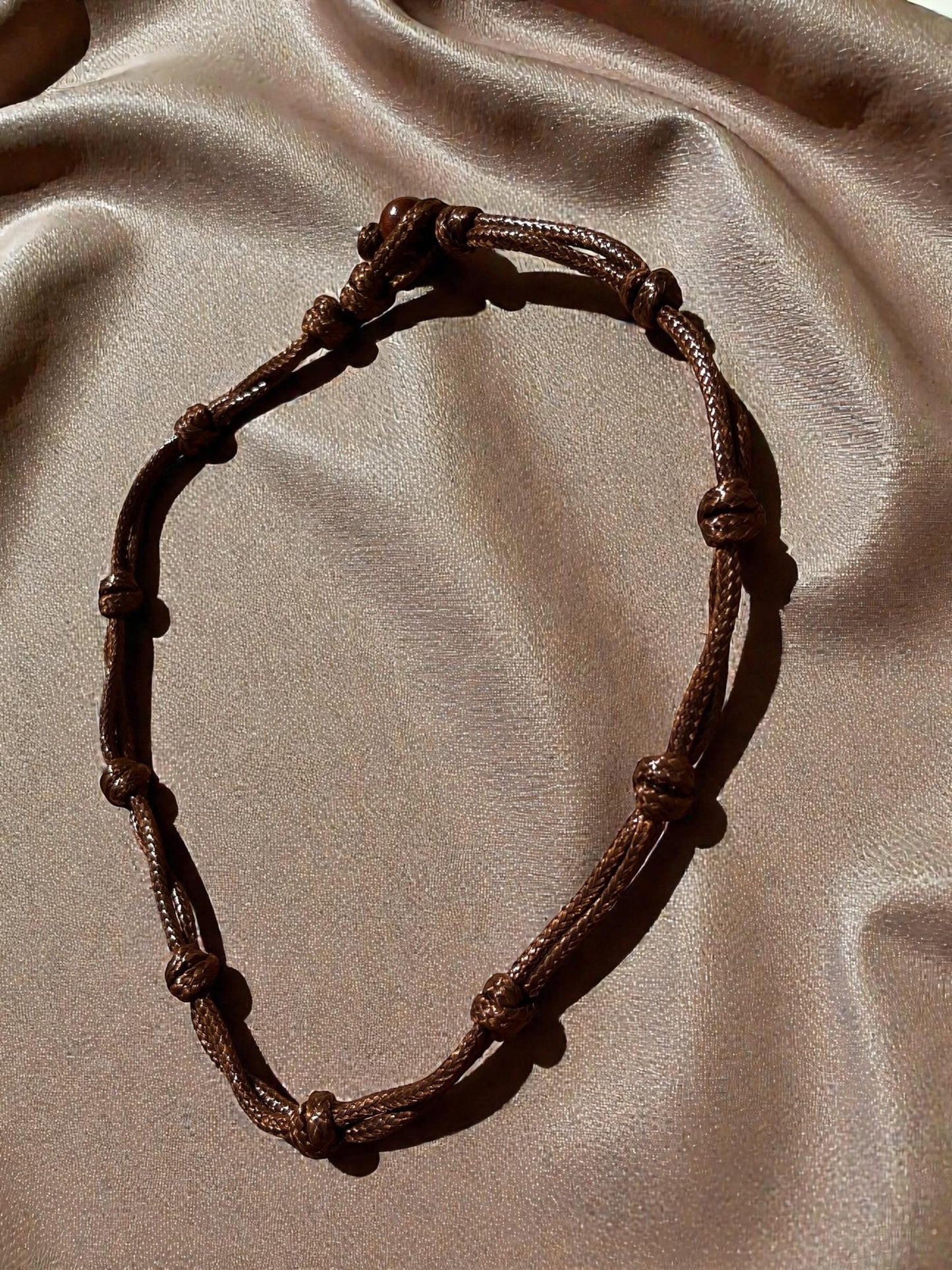 Knotted Cord Necklace | Boho Minimalist Necklace | Surfer Style Jewelry | Rustic Cord Necklace | Beach Style Necklace