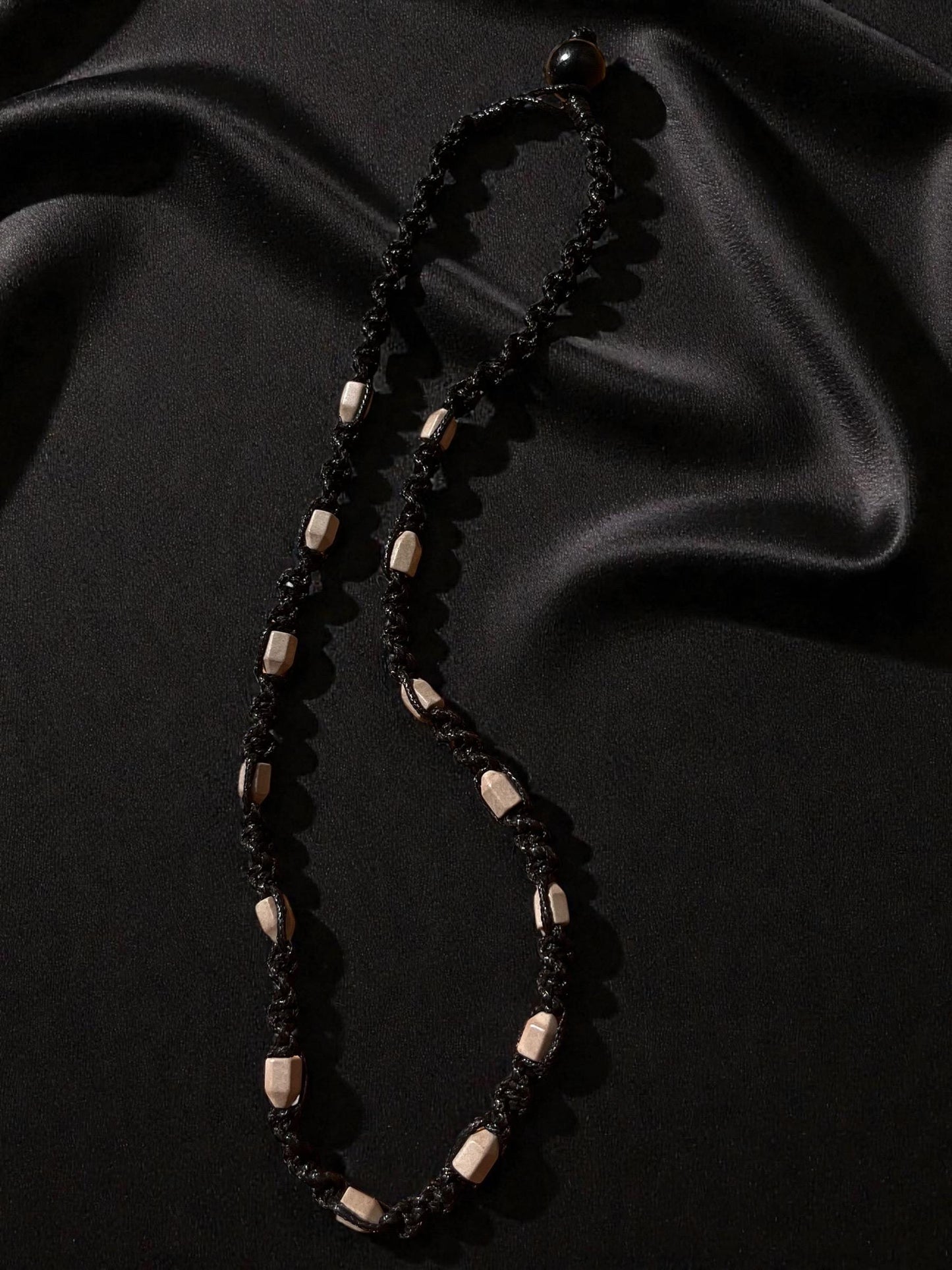 Men’s Cord Necklace | Black Braided Necklace | Minimalist Beaded Necklace | Boho Surfer Jewelry | Casual Men’s Necklace
