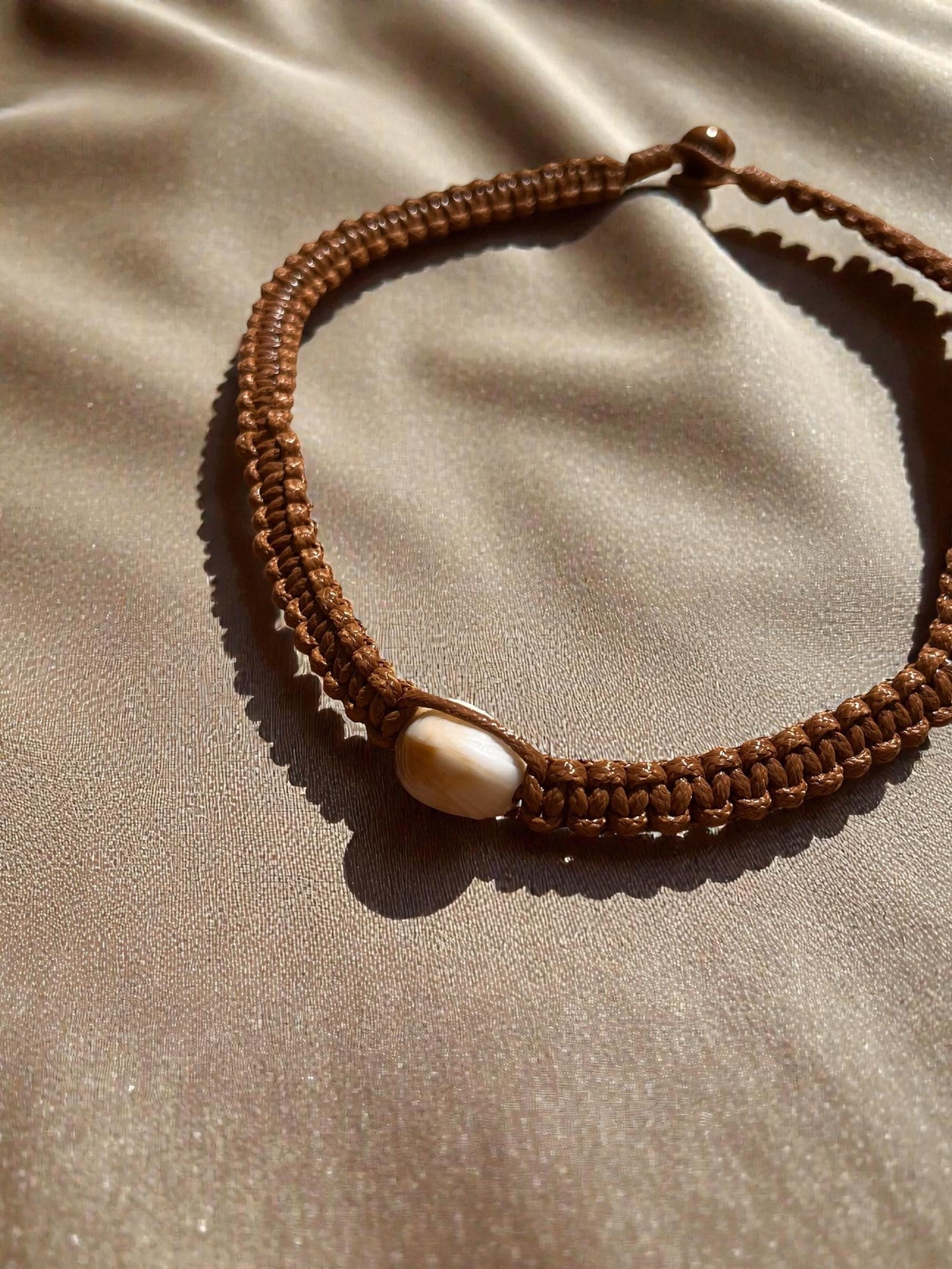Macrame Cord Necklace | Boho Minimalist Necklace | Surfer Style Jewelry | Adjustable Cord Necklace | Natural Bead Necklace