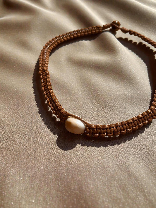 Macrame Cord Necklace | Boho Minimalist Necklace | Surfer Style Jewelry | Adjustable Cord Necklace | Natural Bead Necklace