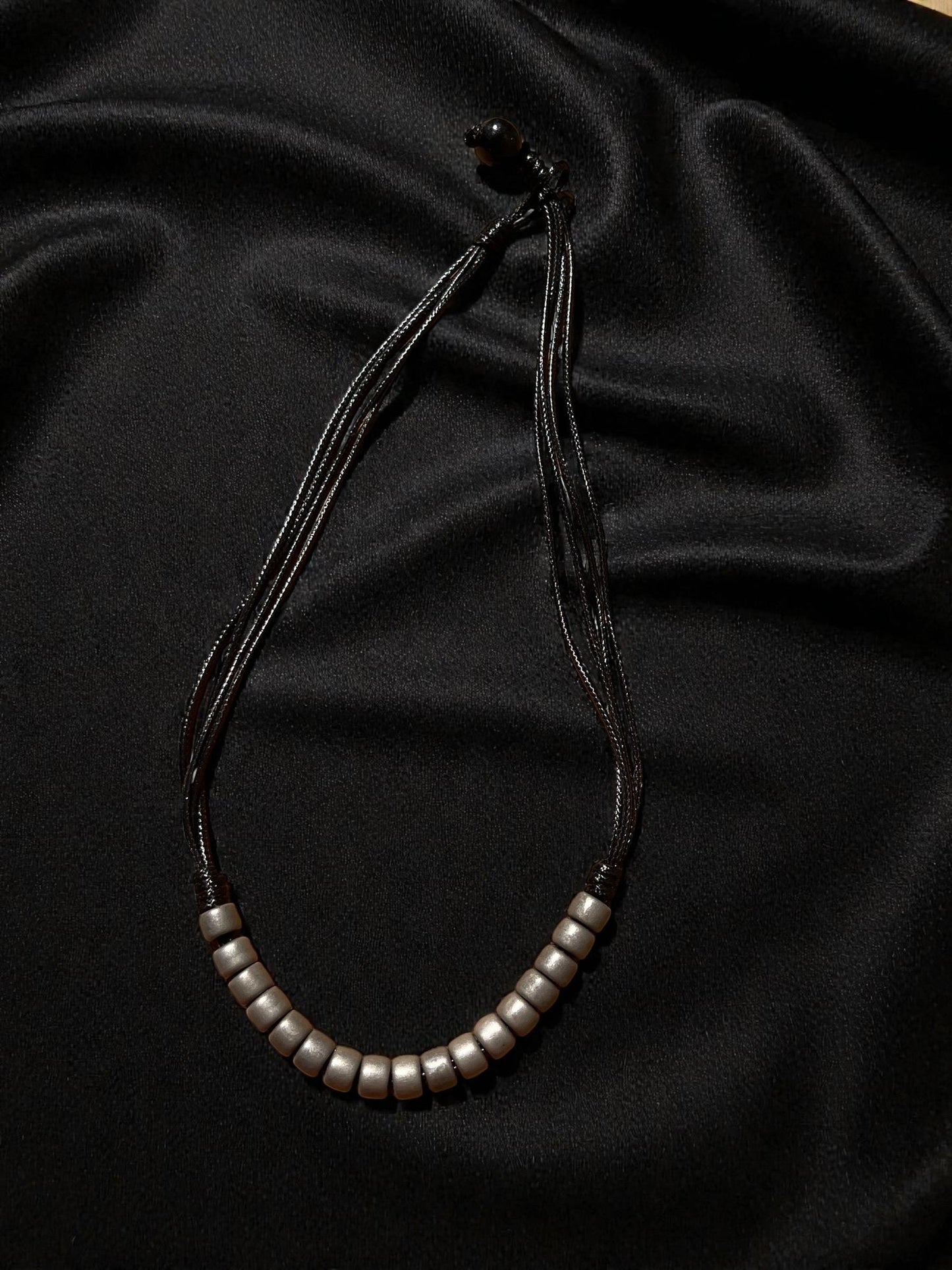Men’s Black Multi Cord Necklace | Boho Beaded Necklace for Men | Minimalist Surfer Necklace | Rustic Leather Cord Jewelry