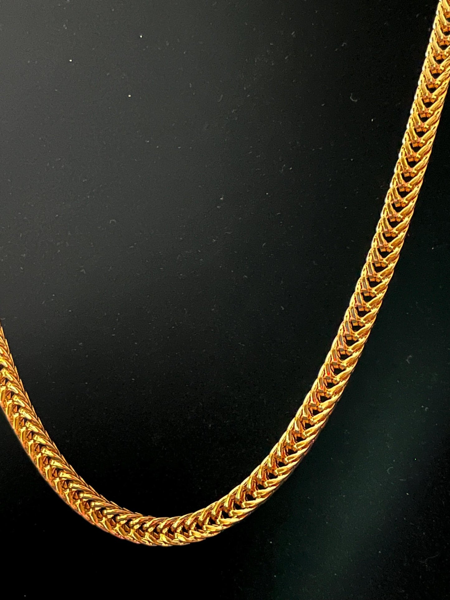 Gold Herringbone Chain Necklace for Men, Thick Gold Flat Chain, Statement Gold Plated Necklace, Luxury Mens Chain Gift for Him