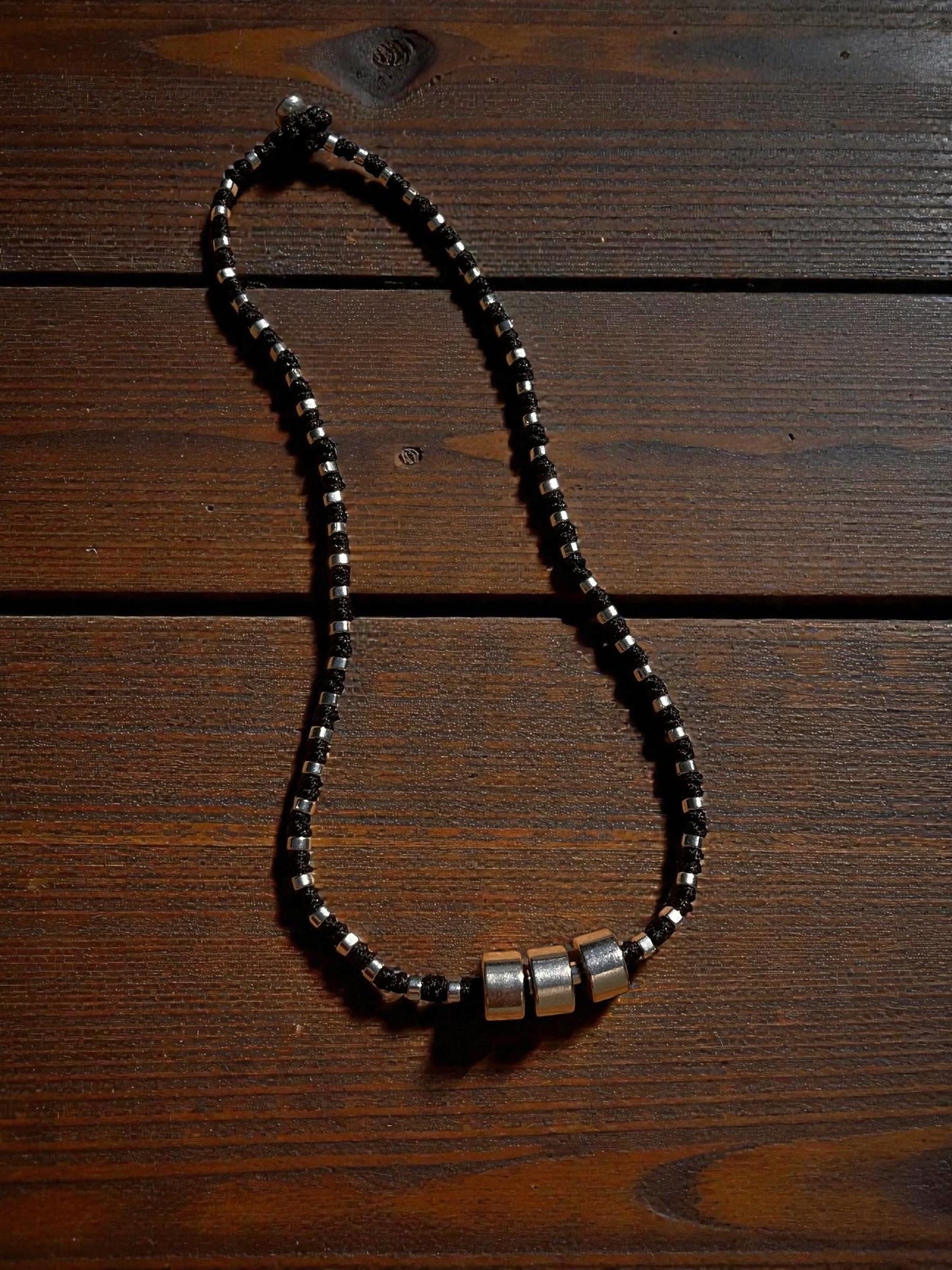Men’s Beaded Necklace | Black Silver Bead Necklace | Minimalist Men’s Jewelry | Modern Boho Necklace | Men’s Everyday Necklace