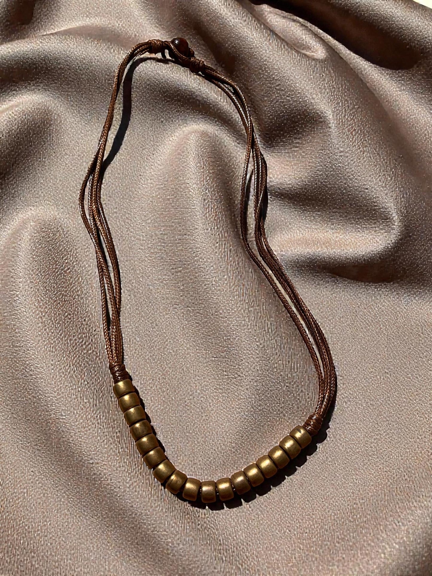 Men’s Brown Multi Cord Necklace | Boho Beaded Necklace for Men | Minimalist Surfer Necklace | Rustic Leather Cord Jewelry