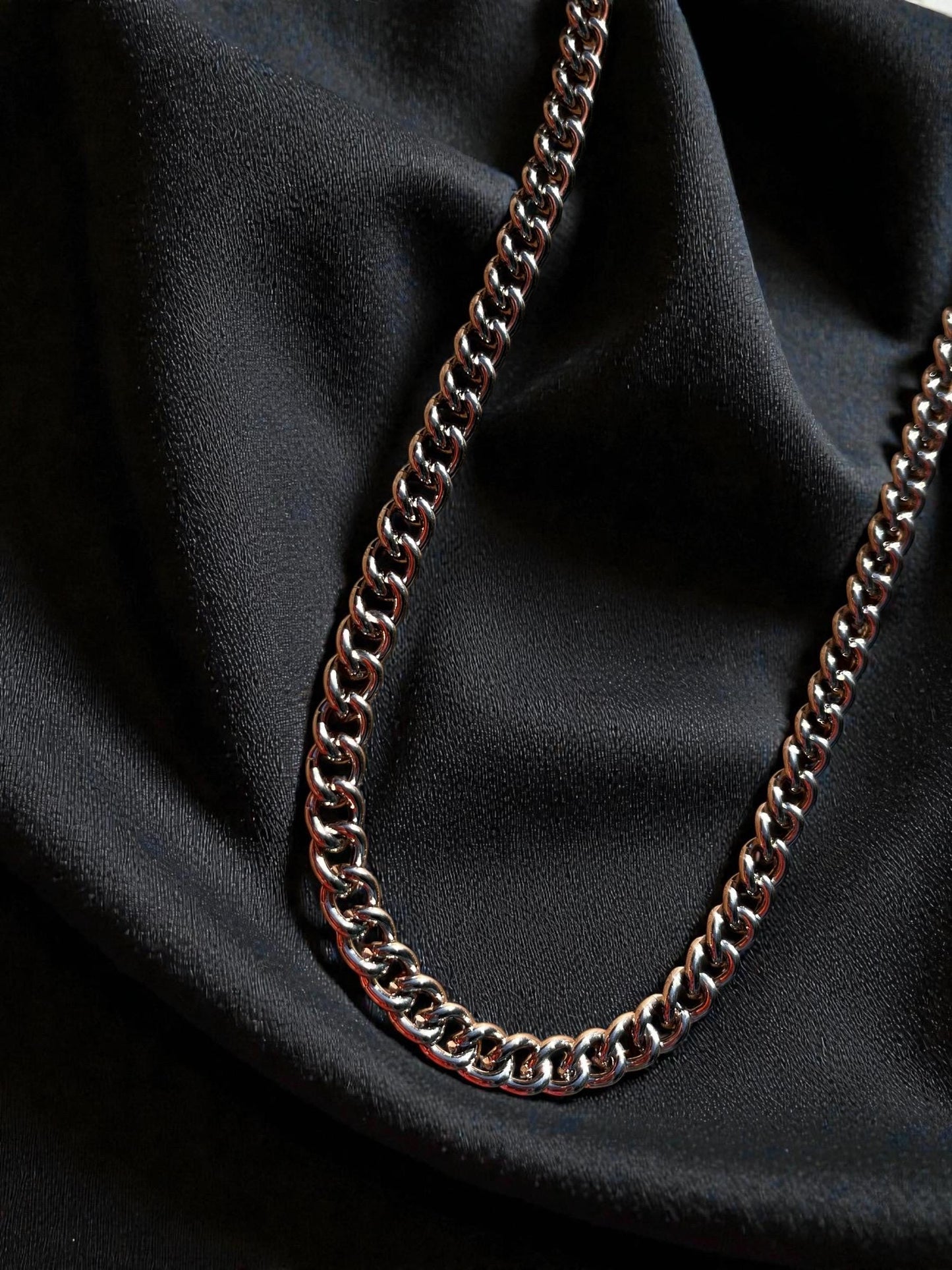 Silver Curb Chain Necklace for Men, Classic Silver Plated Chain, Minimalist Mens Jewelry, Layering Chain Necklace Gift for Him