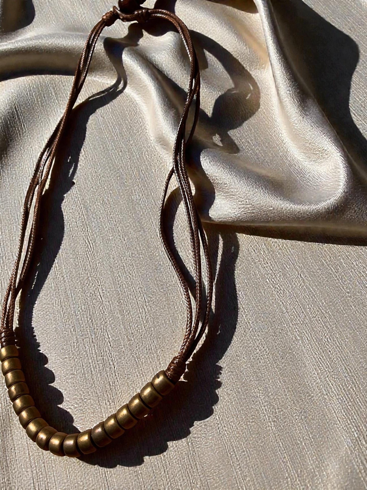 Men’s Brown Multi Cord Necklace | Boho Beaded Necklace for Men | Minimalist Surfer Necklace | Rustic Leather Cord Jewelry